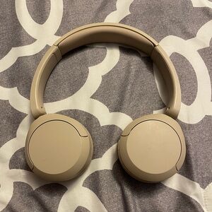 Used Beige Sony Wireless Bluetooth Headphones